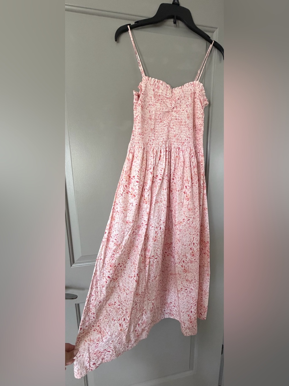 H&M Pink Floral Maxi Skirt with Smocked Bodice